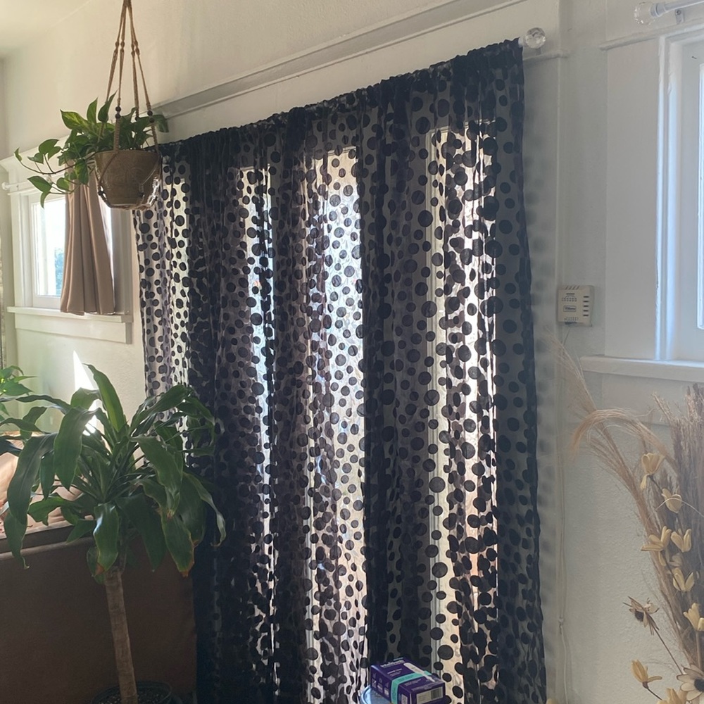 Black polka dot curtains 4 panels